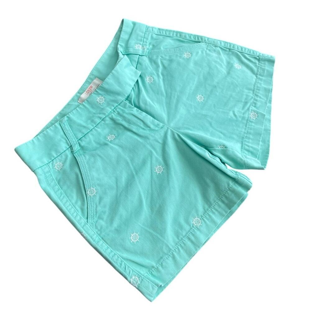 JCREW CHINO SHORTS BROKEN IN COTTON SZ 0 MINT GREEN HELM FLAT FRONT SAILOR CHIC - Picture 8 of 13